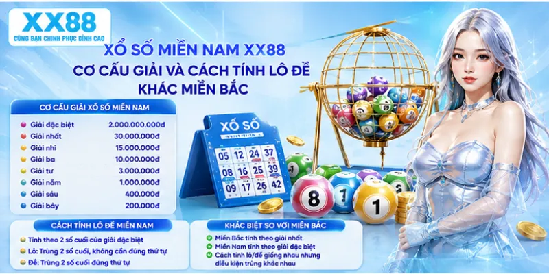 Xổ số miền Nam XX88 – Cơ cấu giải và cách tính lô đề khác miền Bắc